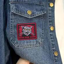RHUAGYP 1pc "Never Bow Down" Angry Cat Motivational Slogan Embroidered Patch, Iron-On / Sew-On, Suitable For Jackets, Backpacks, Cool Animal Decor Sticker - Multicolor - View 4