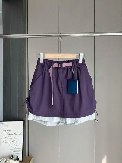 Atmungsaktiv Summer New Mountain-Style Outdoor Elastic Waist Anti-Exposure Breathable Quick-Dry Sports Shorts Skirt Pants For Women Leggero Shorts Minces