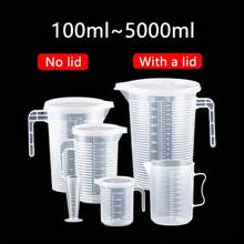 Taza medidora de plástico engrosada de 100-5000ml con escala, taza medidora de calidad alimentaria, vaso medidor Experimental, vaso de plástico - 5000 ml (con tapa) - Ver 1