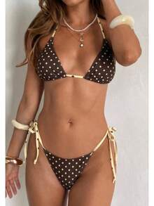 2026 New Swimsuit For Small Busts, Push-Up, Hot Spring, Two-Piece Beach Bikini For Women - Brick Red - View 10
