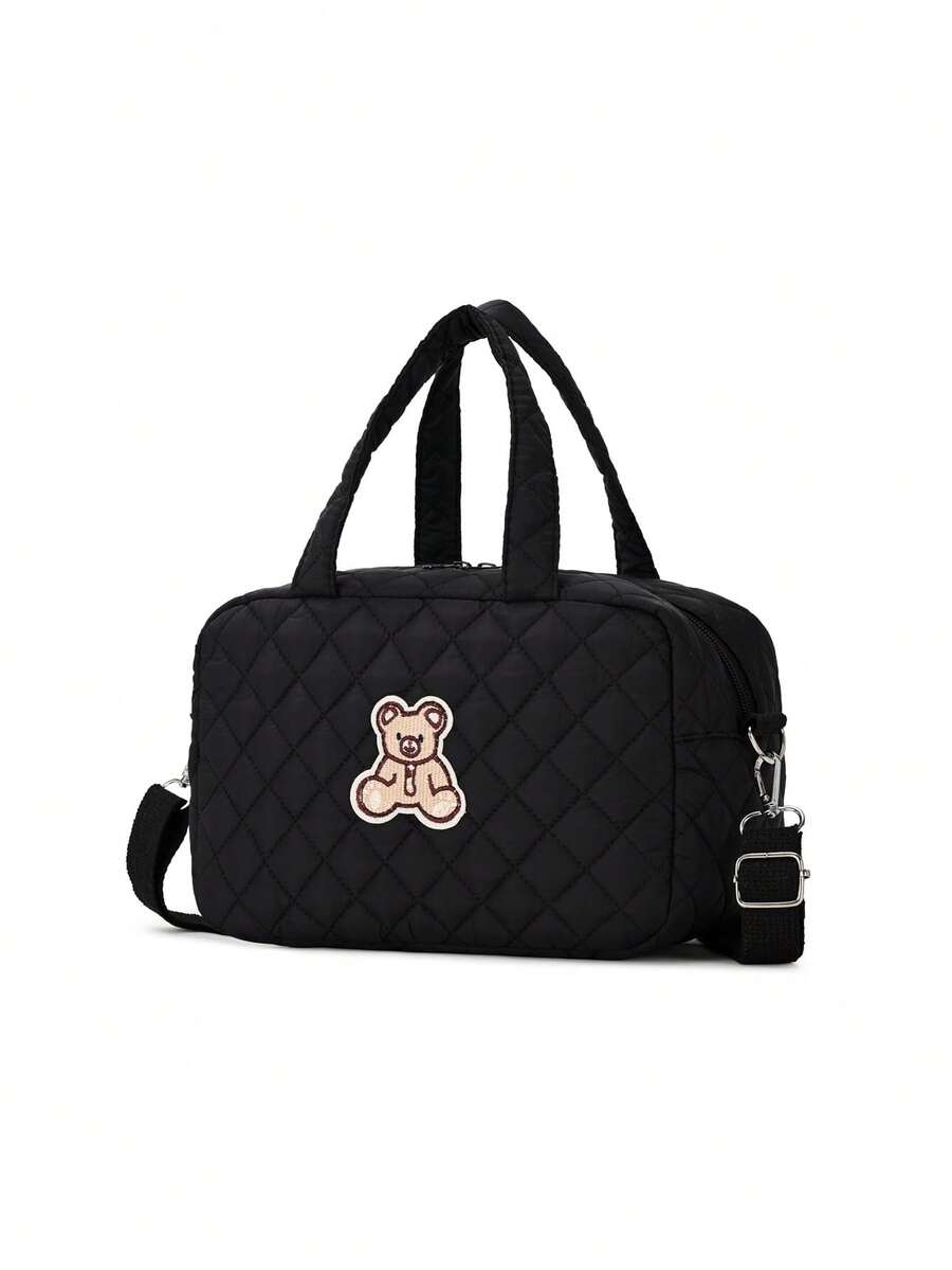 1 pieza Bolso de mamá estilo INS, pequeño bolso de mano con asa de hombro y bandolera, bolso de maternidad con bordado de moda, adecuado para todas las estaciones - Multicolor - Ver 1