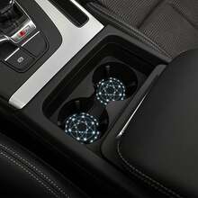 1pc Seven-Pointed Star Print Car Steering Wheel Cover + 2pcs Matching Print Car Cup Coasters, 3-Piece Set, Waterproof Steering Wheel Cover Without Inner Ring, Fits 14.5-15 Inch - Steering Wheel Set - View 3