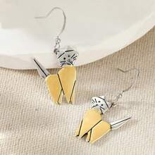 Cute Cartoon Cat Pendant Earrings, Sweet Girl Style Earrings, Great Gift Choice For Graduation & Daily Wear - Silver - View 5