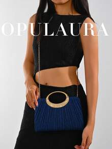OpulAura 女士时尚闪亮水晶水钻晚宴手拿包，璀璨奢华镶钻正式礼服手提包，适合晚宴、派对、生日、婚礼等场合作为礼物 - 藍色 - 查看 10