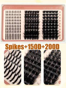 Rikuaild 210片装 尖刺睫毛簇 +150D+200D 蓬松浓密卡通自然尖刺簇假睫毛，仙女簇假睫毛，D卷翘，柔软假睫毛，打造戏剧性睫毛嫁接效果，可在家DIY - D - 查看 4