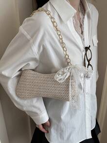 2026新款编织个性化时尚手提包，春季时尚单肩/腋下小包 - 米色 - 查看 9