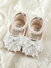 Newborn/Infant Girls' Mary Jane Flats - Newborn Infant Prewalker Shoes Soft Rubber Sole Princess Wedding Christening Crib Shoes - White - View 8