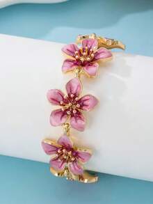 1 tornozeleira artesanal tie-dye rosa com flor de 5 pétalas, moderna e elegante, ideal para férias, viagens, encontros, uso diário. - Rosa - Ver 5