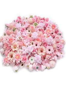 100/40/25/1pcs Mini Silk Flower Heads, Small Pink Mixed Artificial Rose Daisy Faux Flowers, Bulk, Suitable For Crafts, Artificial Scattered Flower Heads, Sunflowers, Suitable For Wedding Hair Accessories, Dress Decoration Mini Flower Heads - Multicolor - View 6