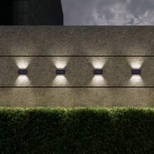 2/4/6/8 piezas Luces de pared solares de alta eficiencia, iluminación con sensor automático, luces LED rectangulares IP44 para exteriores, iluminación de paisaje para patio y pared exterior - 10 LED - Ver 6