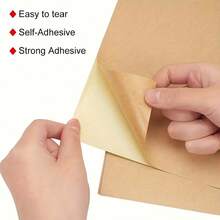 50 100 Sheets A4 Kraft Paper Light Brown Non-Adhesive Printable And Writeable, Suitable For Laser And Inkjet Printers, Matte Full Sheet Sticky Paper, Label Stickers Strong Adhesive High Quality - View 4
