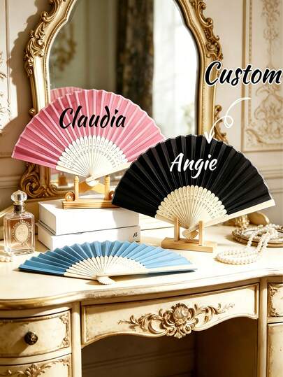 Customized Name/LOGO Wedding Fan, Classic DIY Fan, High-Quality Customized Decoration, Personalized, Fashionable And Exquisite Customization, Unique Ideal Gift Suitable For Her, Boyfriend, Girlfriend, Dad, Family, Mom, Friends, Pets, Son, Students, Daughter, Employees For Anniversary, Valentine's Day, Mother's Day, Birthday, Children's Day, Graduation, Wedding, Father's Day, Housewarming, School, Home, Office