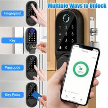 Smart Lock Fingerprint Door Lock – Tuya APP Remote Control, Keyless Entry Door Lock With Biometric Fingerprint, Password, Key, Passage Mode For Home Office – Black - AF06DSTUYA - 查看 6