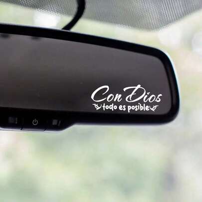 Hình dán trang trí gương chiếu hậu "Nơi nào có Chúa, nơi đó có mọi điều" - Món quà lý tưởng, phù hợp với bề mặt kính, phụ kiện trang trí cho xe hơi.