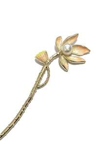 1件几何图案休闲优雅复古锌合金中国风云纹仿珍珠发夹，传统汉服发饰，适合所有季节，夏季、假日、旅行、发髻加长、发型造型发夹 - 彩色 - 查看 9