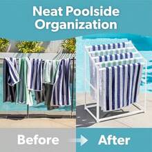 Toallero moderno de la , elija su color - Estante de secado para 5 toallas de playa de PVC para uso interior y exterior - Blanco - Ver 6