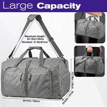 Fosmon Large Duffle Bag For Travel, 65L Duffel Bag, Foldable Duffle Bag Carry On Travel Bag Gym Bag Weekender Bag With Shoe Compartment, - Grey - View 5