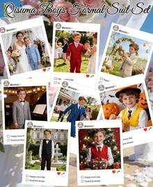 2026 Boys 5-Piece Formal Suit Set, Kids Wedding Communion Easter Tuxedo, Jacket Vest Pants With Shirt And Tie, Gentleman Formal Outfit - màu đen - Xem 7