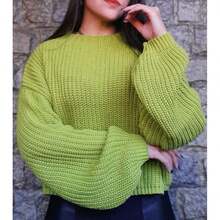 Women's Knitted Sweater - Green - View 2