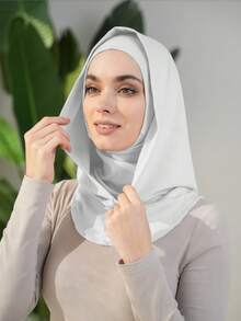 قناع رأس وعنق نسائي من لون واحد، لتدفئة الرأس والعنق، مرن وقابل للتنفس، ماص للعرق، متعدد الاستخدامات للرياضة، وشاح أزياء بسيط، قبعة ومشد رأس متناسق، إكسسوار، منشفة شاطئ - أبيض - مشاهدة 4