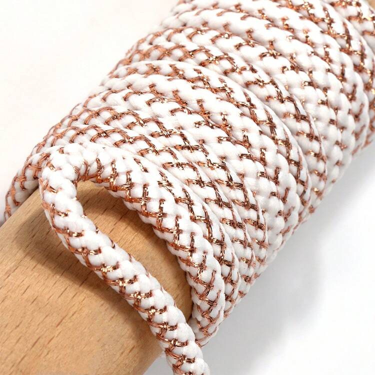 1 Cặp - Dây giày tròn ánh kim nhiều màu sắc, dây kim tuyến vàng và bạc sáng bóng, phù hợp với giày vải, giày thể thao - Vàng trắng - Xem 6