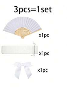 3/15/30pcs Set Of Elegant White Folding Fans, Includes Thank You Tags And Gift Bags, Bridal Bamboo Hand Fans, Perfect For Bridesmaid Gifts And Wedding Decor, Ideal For Parties And Events, Wonderful Summer Accessory - Multicolor - View 9