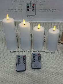 12pcs Flameless LED Pillar Candle Set With Remote Control, Battery Operated Candles For Home/Christmas/Wedding Decor - White - View 7