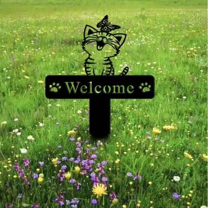 Cọc biển chào hình mèo bằng acrylic - Biển chào ngoài trời theo mùa, thích hợp cho Giáng sinh, Halloween, Lễ Tạ ơn, Ngày lễ Tình nhân và các ngày lễ khác, trang trí theo chủ đề động vật, thiết kế hình con dơi, dễ dàng lắp đặt không cần nguồn điện.