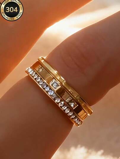 Znice 2026 新款 304 不锈钢镀金天然宝石戒指，可选水晶、绿松石、黑曜石、翡翠等材质，椭圆形设计，女士波西米亚风可叠戴复古首饰，低致敏性，母亲节完美礼物，夏季海滩度假配饰