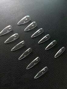 600pcs Pointed Medium Soft Gel Nail Tips, Suitable For Gel Nail Extension System, Full Cover False Nail Tips Press-On Nails, Nail Art Supplies - Clear - View 3