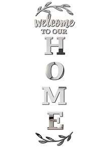 1 Set "Welcome To Our Home" 3D Acrylic Mirror Wall Sticker - Self-Adhesive Reflective Pattern, Suitable For Living Room, Bedroom, Bathroom - Elegant Beige And White Design With Olive Wreath Pattern, Mirror Wall Decal - Multicolor - View 9