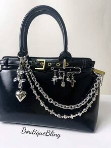 3-In-1 Accessory Pack, Women's Bag Chain, Wallet Chain, Wallet Pendant, Handbag Pendant, Wallet Keychain, Bag Accessories Pendant, Wallet Accessories, Cute Handbag Designer Pendant, Wallet Pendant And Chain, Backpack Accessories, Bag Pendant Accessories, Wallet Pendant, Suitable For Decorating Shell Bags/Bridal Parties/Straw Beach Bags/Prom Accessories/Prom Bags, 2000s Style, Suitable As Mother's Day Gift/Teacher's Day Gift - Multicolor - View 9