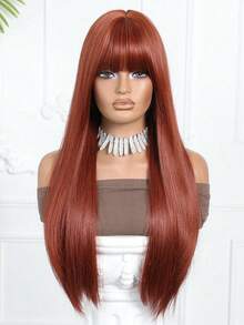 Tóc giả cosplay Makima màu cam đỏ ombre dài thẳng dành cho nữ, tóc giả tổng hợp có mái, sợi chịu nhiệt, quà tặng cho bé gái, quà tốt nghiệp mùa hè, quà tặng làm sẵn, quà Halloween và Giáng sinh. - Cam bẩn - Xem 4