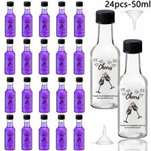 3/24入 25ml/50ml 迷你塑膠酒瓶 飲料分裝空瓶 適用於果汁、洋酒、醬料、蜂蜜,適合婚禮、露營、生日派對、夏季露營、週末狂歡、旅行及戶外活動 - 透明-H10 - 查看 10