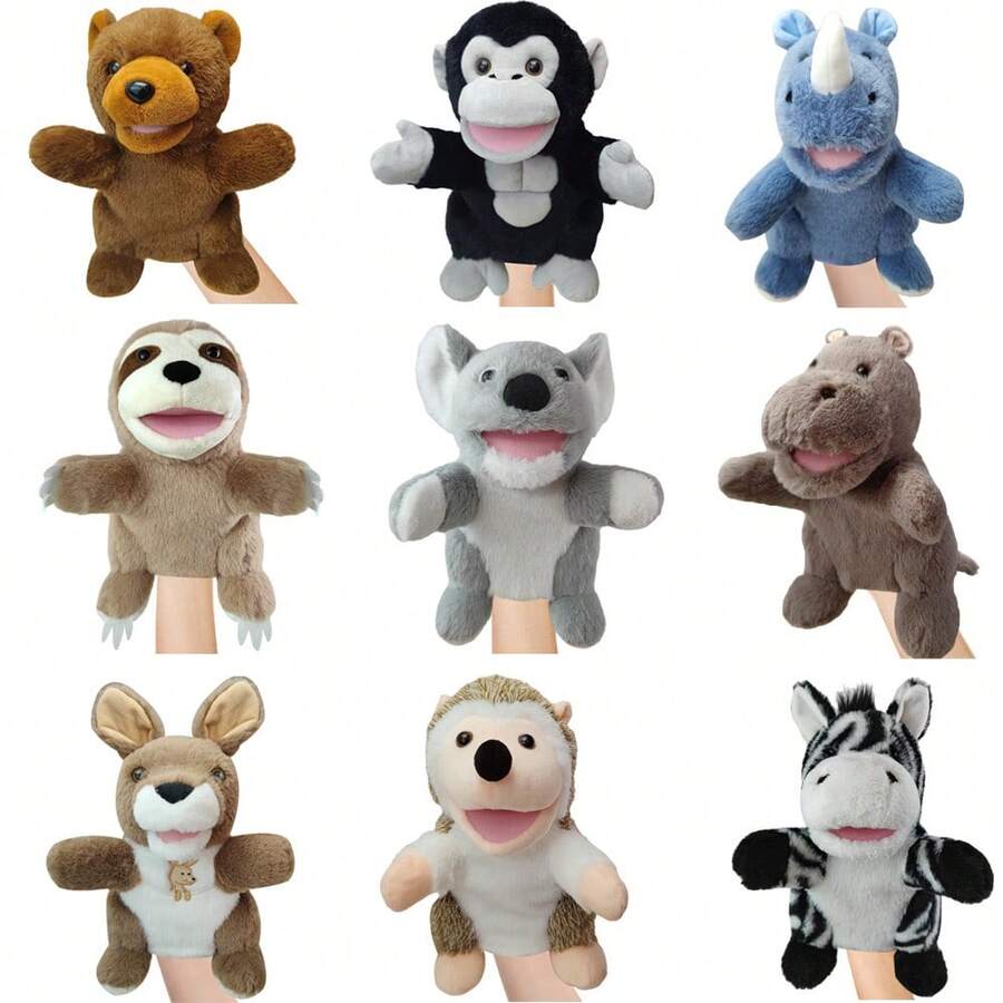 1pc Forest Animal Hand Puppet, Cute & Healing, 3D Full Body Design, Movable Mouth, Comfort Companion, Educational Interactive Toy For Kids - Multicolor - View 1