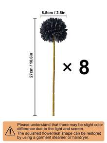 8/16pcs Artificial Chrysanthemum, Dandelion, Hydrangea Flower Bouquet, Suitable As Gift For Friends, Brides, Wedding Decoration, Home, Office, Cafe, Party - Black - View 11