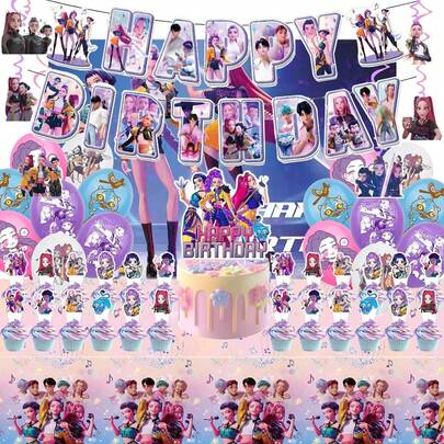 Music Theme Latex Balloons. Pop Singer Birthday Banner, Music Theme Hanging Swirls, Cartoon And Anime Style: Holiday/Party Decor, Party Balloon Set, Girl Birthday Party Decorations