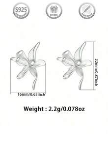 1 Đôi bông tai thiết kế cánh hoa sang trọng, ngọt ngào và thanh lịch, độc đáo và cao cấp, được làm từ bạc sterling 925 ít gây dị ứng, phù hợp để đeo hàng ngày, dự tiệc, du lịch, hẹn hò, lễ hội, cũng có thể dùng làm quà tặng. - Bạc - Xem 4