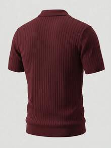 GRDR Men's Solid Color Short Sleeve Knit Top - Burgundy - View 5