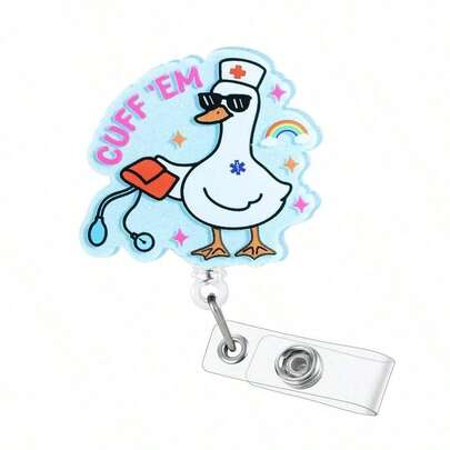 1pc Cuff'em Funny Nurse Badge Reel, Retractable Clip-On Medical Badge Holder, Name Tag Work Badge Companion, Suitable For Registered Nurse, Practicing Nurse, Nursing Assistant, Nursing Master, Nursing Student, Doctor, Nurse Gift