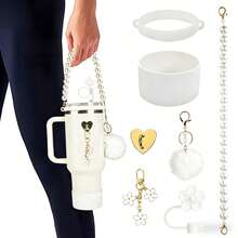 Compatible Mug Accessories Set, 40oz Mug Accessories, Straw Lid Accessories And Insulated Mug Accessories, Mug Accessories, Mug Sleeve Accessories, Mother's Day Gift, Father's Day Gift, Mother's Day Present, Suitable For Insulated Tumblers, Coolers, Mugs, Flat Bottom Cups. Make Your Mug More Stylish, A Unique Gift For Women. - Multicolor - View 3