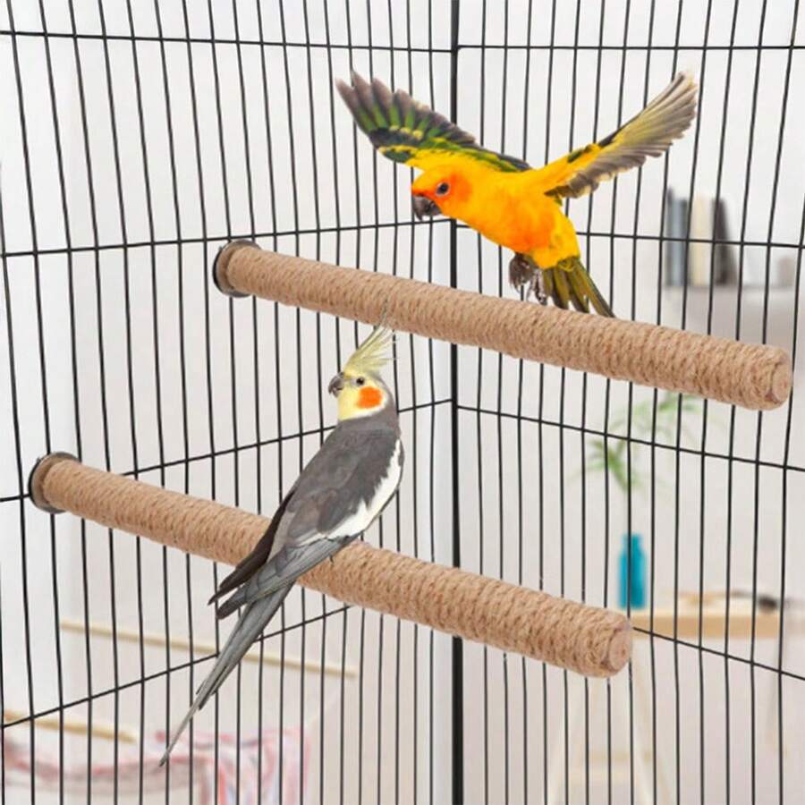 1pc Parrot Perch Rope Stand, Available In Multiple Lengths, Includes Screws For Secure Mounting, Suitable For Cockatiel, Lovebird, Parakeet, Enrichment Perch, Bird Cage Accessory, Parrot Toy, Bird Supplies