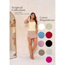 Top Croped poliamida com alça Casual Academia Casual - Multicolorido - Visão 7