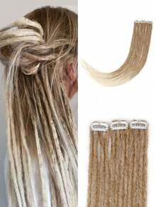 3 lọn tóc nối giả kiểu dreadlock, 12 sợi, dài 24 inch, mềm mại, làm thủ công, dày 0.6cm. - Màu be ombre - Xem 8