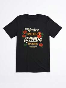 Camiseta Negra Madre Mujer Leyenda Raising Chingones Desde 1999 con Rosas y Corazon para Mujer - Negro - Ver 2