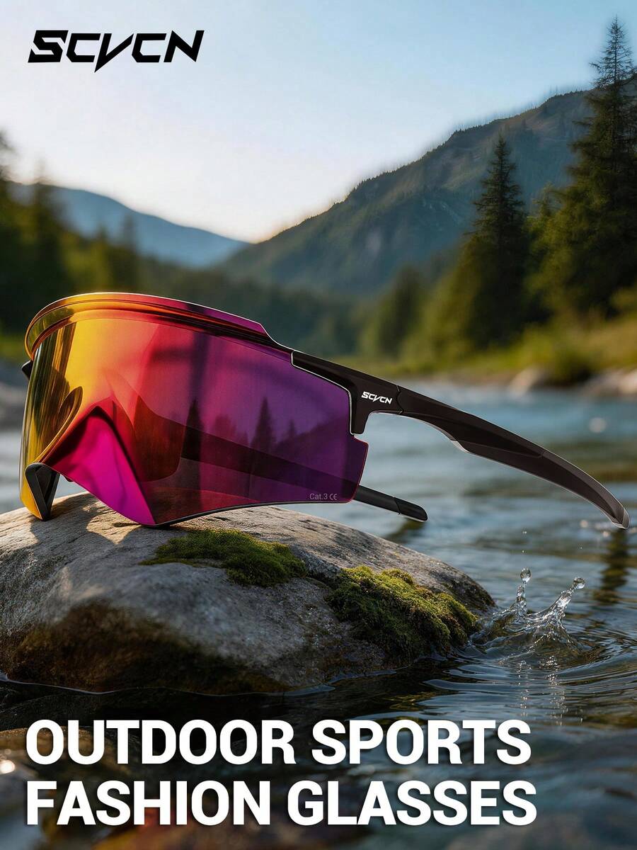 SCVCN Cycling Glasses, Suitable For Mountain Bike, Road Bike, Racing Bike, Outdoor Sports, Hiking, Camping, Unisex