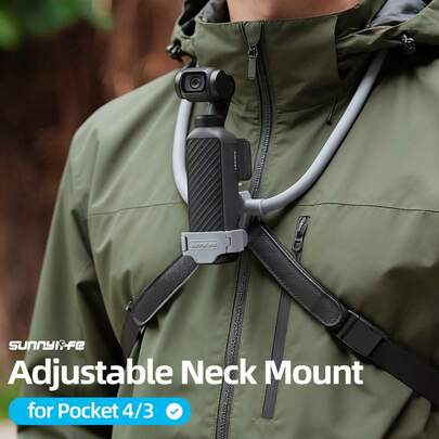 Soporte de cuello para Osmo Pocket 3/4, perfecto para deportes al aire libre, eventos deportivos, viajes de vacaciones, bodas, fiestas y fotografía en el campus. Ángulos de disparo flexibles | Vista en primera persona | Plegable y ajustable | Regalo ideal para usuarios de Pocket3/4