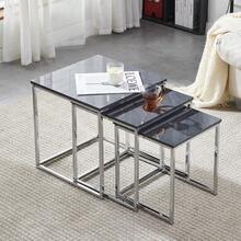 Set Of 3 Nesting Coffee Tables For Living Room, Nest Of 3 Nested Tables Sofa Side Table Coffee Table End Tables Space Saving - 灰色大理石 - 查看 11