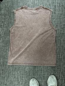 Men's Vintage Washed Graphic Sleeveless Tank Tops, Old School Cassette, Evil Eye, USA Eagle & California Print Muscle Shirts, Casual Streetwear Summer Tees,Summer Clothes Men,Vintage Graphic Tee,Muscle Shirts For Men,Patriotic USA Tank. - Cà phê nâu - Xem 6