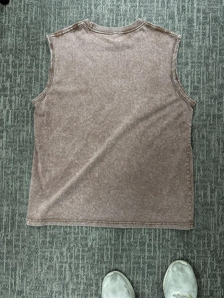 Men's Vintage Washed Graphic Sleeveless Tank Tops, Old School Cassette, Evil Eye, USA Eagle & California Print Muscle Shirts, Casual Streetwear Summer Tees,Summer Clothes Men,Vintage Graphic Tee,Muscle Shirts For Men,Patriotic USA Tank. - Cà phê nâu - Xem 6